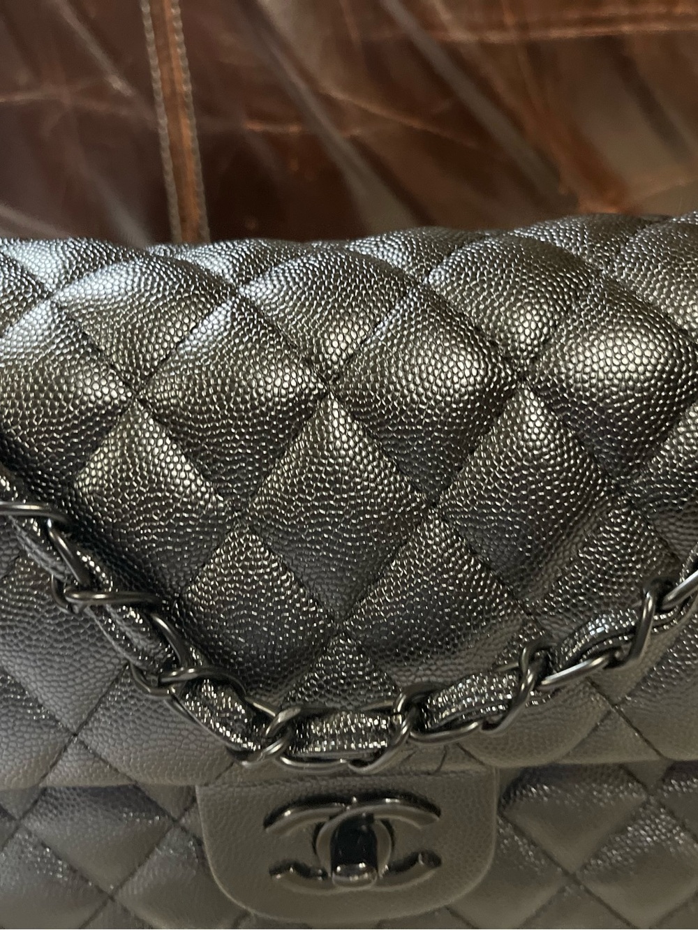 ChaneI Black On Black Classic Signature Black Out Logo Flap Bag - Picture 6 of 11